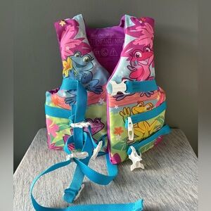 Bass Pro Shops Kids Life Jacket with Frogs - Pink and Blue, 33-55 lbs